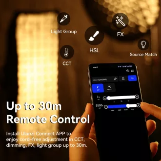   Ulanzi 200W bi-color COB led lámpa, 2700K-6500K, 95CRI, 6 effekt, V-Mount, APP vezérlés, Bowens
