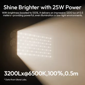   Ulanzi PL25 LED lámpa, 25W, 2700-6500K, 2000mAh, hűtő ventilátor