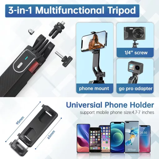 Ulanzi MA09 v2 selfie állvány, monopod telefonokhoz, bluetooth kioldó, 180cm max magasság