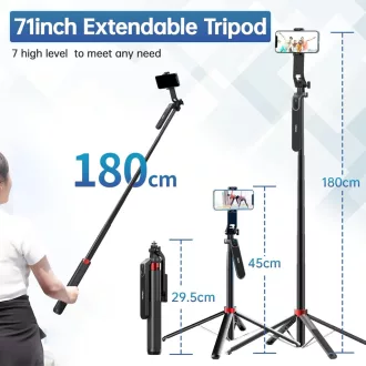   Ulanzi MA09 v2 selfie állvány, monopod telefonokhoz, bluetooth kioldó, 180cm max magasság