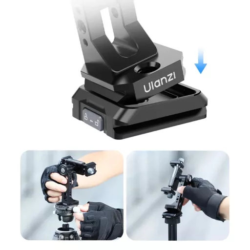 Ulanzi MA53 elforgatható telefontartó adapter, arca swiss, 1db vakupapucs, 5db 1/4" csatlakozó, fém
