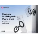 Ulanzi MA02 összehajtható mini állvány, Magsafe kompatibilis telefonokhoz, karabiner, fekete