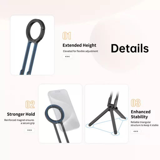 Ulanzi MA30 összehajtható mini állvány, Magsafe kompatibilis telefonokhoz, karabiner, lila