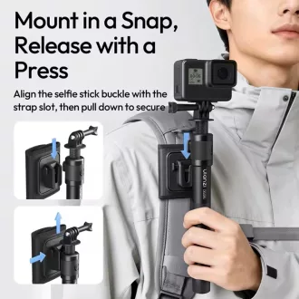   Ulanzi VL04 selfie bot, monopod, hátizsák pántra, övre rögízthető, GoPro tartó adapterrel