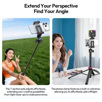   Ulanzi MT-44-2 automatikusan selfie állvány, monopod, telefontartó adapter, bluetooth, fekete