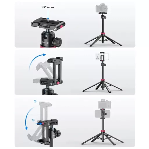 Ulanzi MT-44-2 automatikusan selfie állvány, monopod, telefontartó adapter, bluetooth, fekete