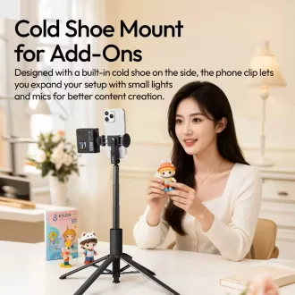   Ulanzi MT-86 automatikusan nyíló selfie állvány, monopod, telefontartó, 153cm, bluetooth, fehér