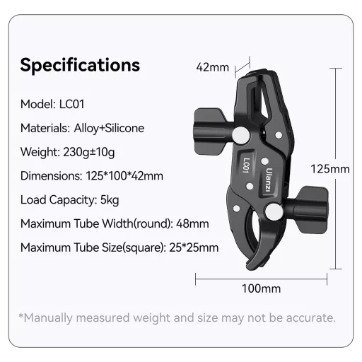 Ulanzi LC01 super clamp, dupla satu, rögzítőbilincs
