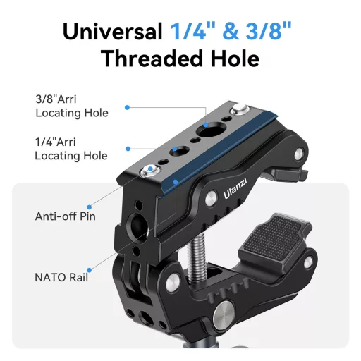 Ulanzi R011a super clamp, satu, rögzítőbilincs, HD01 10"-os magic arm