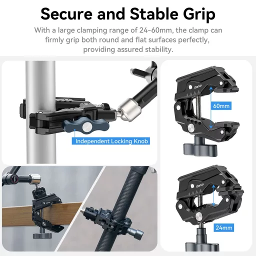 Ulanzi R011a super clamp, satu, rögzítőbilincs, HD01 10"-os magic arm