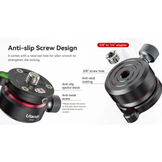   Ulanzi TT37 vízszintező mini állványfej, 3/8" és 1/4"