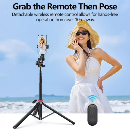 Ulanzi MT-78 selfie állvány, monopod, telefontartó adapter, 185cm max magasság, bluetooth, fekete