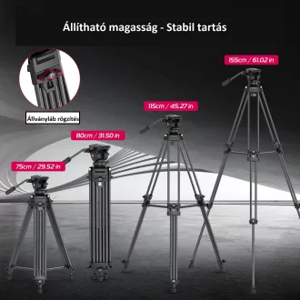   Ulanzi MT-81, T080GBB1 nagy teherbírású videó állvány, fluid videófejjel