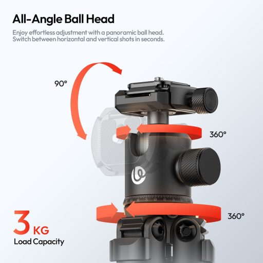 Ulanzi TT30 Travel utazó mini állvány, 14-44cm, 6kg teherbírás, Uka gyorscseretalp