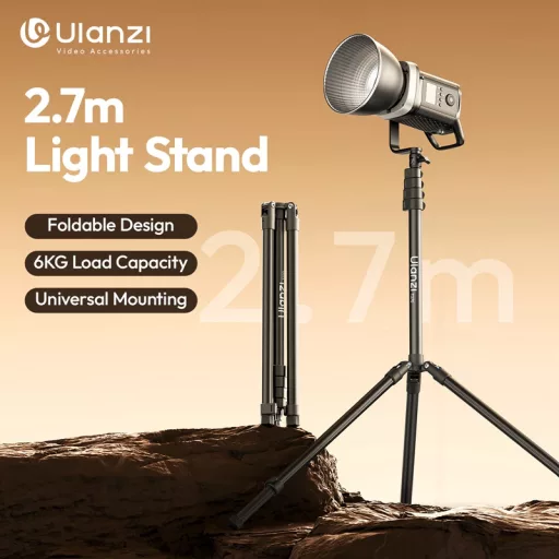 Ulanzi T270 led/lámpaállvány, 270cm, 6 kg teherbírás, 180 fok-ban visszafordítható lábakkal