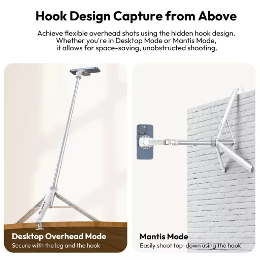 Ulanzi TT88 Overhead asztali mini állvány, Magsafe, bluetooth adapter, fehér