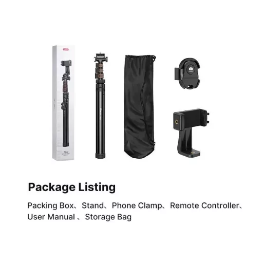 Ulanzi ZB64Z selfie állvány, monopod, telefontartó és bluetooth adapter, 160cm max magasság, fekete