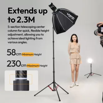   Ulanzi T230 led/lámpaállvány, 58-230cm, 5kg teherbírás, 180 fok-ban visszafordítható lábakkal