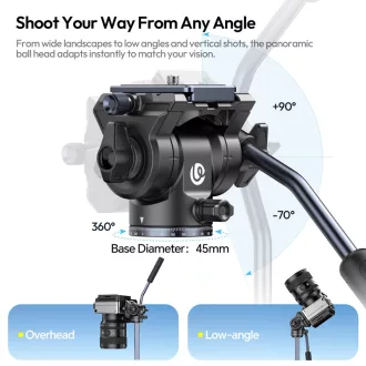   Ulanzi OMBRA II XINAG videó állvány, 157cm, fluid videófej, 3kg teherbírás, telefontartó adapter