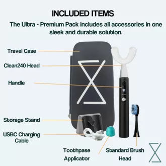   Y-Brush Ultra Premium Pack szónikus elektromos fogkefe, Y alakú+sima fejjel, 12 év felettieknek
