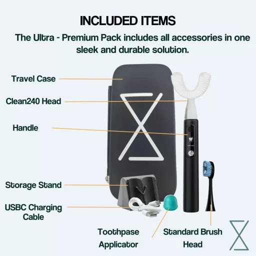 Y-Brush Ultra Premium Pack szónikus elektromos fogkefe, Y alakú+sima fejjel, 12 év felettieknek