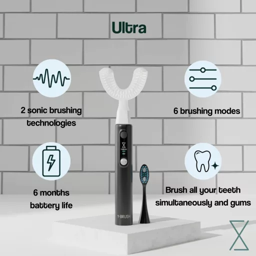 Y-Brush Ultra Premium Pack szónikus elektromos fogkefe, Y alakú+sima fejjel, 12 év felettieknek